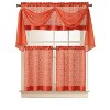 Kate Aurora Complete 4 Piece Linen Leaf Embroidered Complete Kitchen Curtain Set - 3 of 4