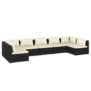 vidaXL Garden Lounge Set Black with Cream cushions - 1 of 4