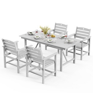 GardenJoy 5-Piece Outdoor Patio Dining Set–HDPE Table & 4 Chairs with Umbrella Hole - 1 of 3