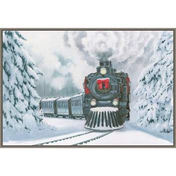 Amanti Art Christmas Train by Wellington Studio Canvas Wall Art Print Framed 33-in. W x 23-in. H.