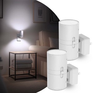 YANSUN 2-Pack 1W Light-Control Plug-In Night Lights, White Cylinder Wall Lamp Design, 5000K Bright White - 1 of 1