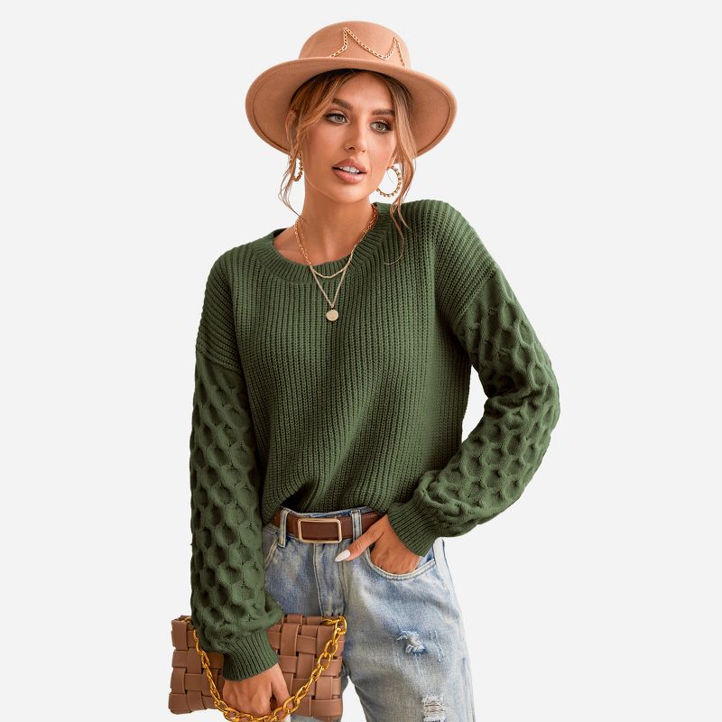 Women's Long Sleeve Honeycomb Knit Pullover Sweater - Cupshe, 1 of 8