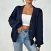 Womens Sweater Cardigan V Neck Lantern Sleeve Button Front Knit Cardigan Sweater Coat - 4 of 4