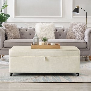 CAVINAS 45" Modular Sectional Storage Ottoman with Wheels,Convertible Storage Bench and Extra Foot Rest for Living Room,Lounge - 1 of 4