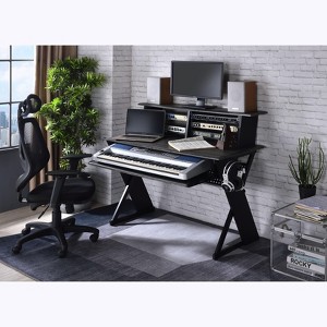 CAVINAS Home Office Desk Morden Music Desk with Shelves, Keyboard Tray and Hooks for Work - 1 of 4