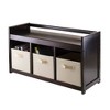 Winsome 4pc Addison Set Storage Hall Bench with Folding Fabric Baskets Espresso/Beige: Entryway Organizer, Foyer Seating - 2 of 4