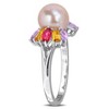 EVERLY JEWELRY | Sterling Silver 7.5-8mm Pink Cultured Freshwater Pearl and 1 1/3 CT TGW Multi-Gem Floral Ring - 2 of 4