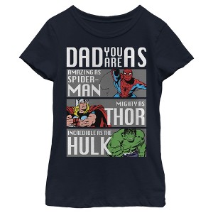 Girl's Marvel Dad You Are as Amazing as Spider-Man Mighty as Thor Incredible as the Hulk T-Shirt - 1 of 4