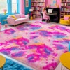 Rainbow Tie-Dyed Shag Rug, Ultra Soft 1.7" Thick, Non-Slip Backing, 100% Polyester, Multi Sizes & Shapes - 2 of 4