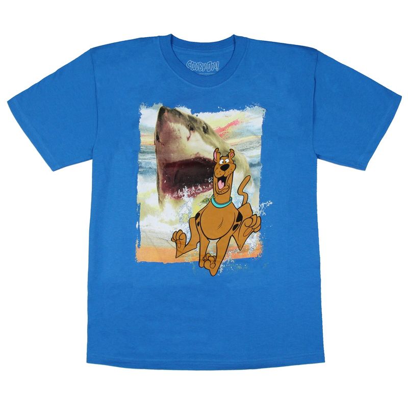 Scooby-Doo Men's Shark Chasing Scooby Print Design T-Shirt, 1 of 4