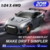 RC Drift Car, 1: 24 Remote Control Car, 20KM/H 4WD High Speed RC Cars with Lights, Extra Racing Tires, Gray - 2 of 4