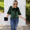 Amaryllis Women's Velvet Ruffle Sleeve Top Luxurious Soft Fabric Comfortable Relaxed Fit Stylish Versatile for Casual - 2 of 4