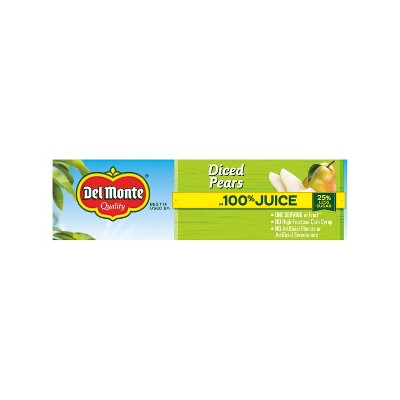 Del Monte Diced Pears In 100% Juice Fruit Cups 4pk - 4oz