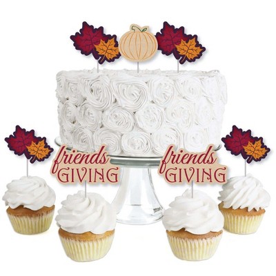 Big Dot of Happiness Friends Thanksgiving Feast - Dessert Cupcake Toppers - Friendsgiving Clear Treat Picks - Set of 24