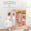 Arceso Kids Dress Up Storage with Flower Mirror, Open Hanging Closet Wardrobe for Children, Kids Armoire & Costume Organizer for Bedroom Playroom - 2 of 4