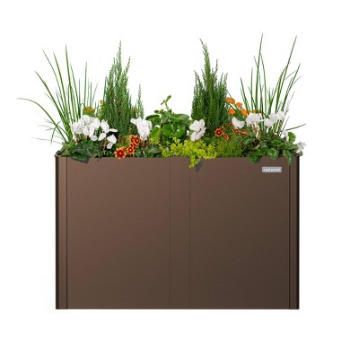 Umber Brown Extra Tall Modern Metal Raised Garden Bed 27" x 53"