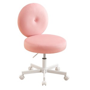 Furniliving Modern Velvet Vanity Chair with Casters, Armless Make Up Chair with Metal Swivel Base, for Dressing/Bedoom/Living Room - 1 of 4