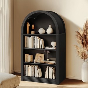 Vatros Small Black Bookcase Arched Bookshelf - 1 of 4