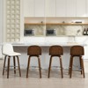 Bekrvio 26" Swivel Counter Height Bar Stools Set of 4 – Mid-Century Modern Upholstered PU Leather & Walnut Bentwood Legs, for Kitchen Island (White) - 3 of 4