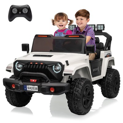 24V Kids Ride On Car with Remote Control, 2 Seater Electric Toys for Big Kids with 20" Wide Seat, 4WD Power Truck Wheels