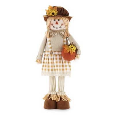 Lakeside Harvest Scarecrow - Halloween, Autumn Statue Decoration - 24" Girl