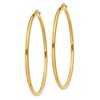 Black Bow Jewelry 2.5mm x 60mm 14k Yellow Gold Classic Round Hoop Earrings - 2 of 4