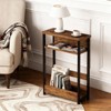 Narrow Side Table with Storage Shelf, 3-Tier Slim End Table with Magazine Holder, Modern Sofa Thin Tables - 3 of 4