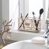Three Compartment Cosmetic Brush and Pencil Organizer Rose Gold - Home Details: Steel Vanity Storage, Spot Clean - 3 of 3