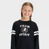Girls' 'Team Spirit' French Terry Halloween Pullover Sweatshirt - Cat & Jack™ Black - 2 of 4