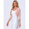 INSPIRE CHIC Women's Elegant 3/4 Sleeve Sheer Floral Lace Open Front Crop Shrug - 3 of 4