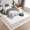 Modern Wave Print Area Rug Geometric Bordered Floor Carpet for Bedroom Low Pile Soft Rugs for High Traffic Areas - 3 of 4