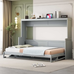 LOVMOR Murphy Bed with Hydraulic Lift, Desk Design & a built-in storage space for Bedroom, small apartments, studio rooms or multifunctional spaces - 1 of 4