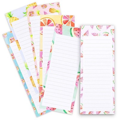 6-Pack Magnetic Notepad Grocery List, To Do List Shopping Note Pad Reminders for Fridge Refrigerator Magnet Memo Pad, Colorful Fruit Designs, 3.5x9"