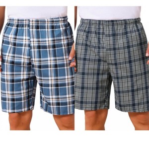 INSPIRE CHIC Men's Summer Lounge Elastic Waist Plaid Sleep Shorts 2 Packs - 1 of 4