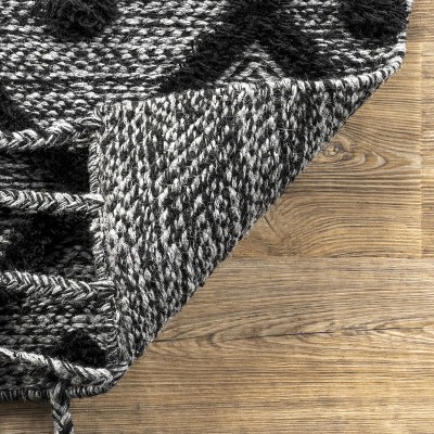 Cozy Knit-Inspired Handwoven Gray Wool-Blend 8'x10' Area Rug with Tassels