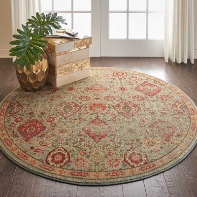 Elegant Somerset Light Green Round Wool-Blend Area Rug, 5'6"