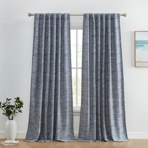 HLC.ME Easton Jacquard Slub Texture - Privacy Curtains with Back Tab Rod Pocket Window Curtains Panels, Set of 2 - 1 of 4