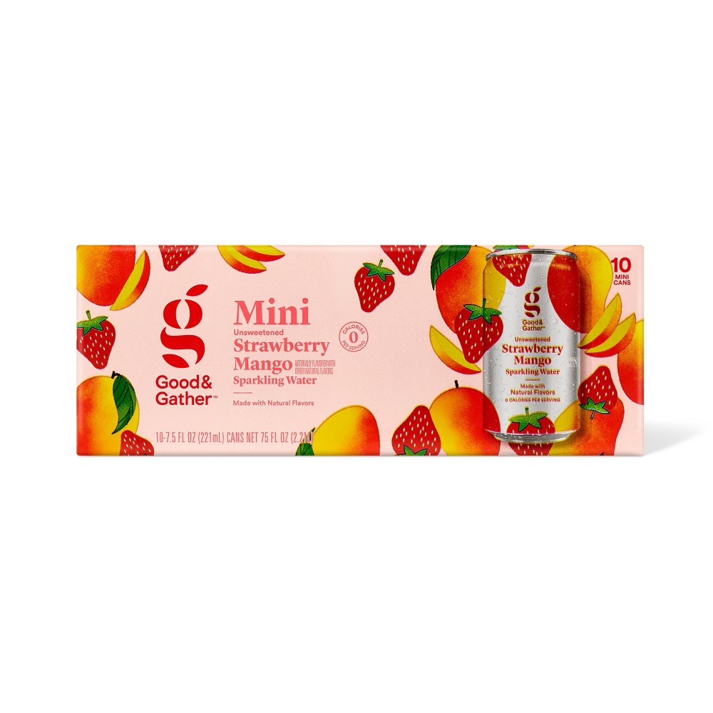 Strawberry Mango Sparkling Water - 10pk/7.5 fl oz Cans Good & Gather™