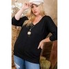Slickblue Women’s Plus Size 3/4 Sleeve Sweater with Side Slits, V-Neck Hi-Lo Hem, Black, Size 1XL–3XL - 4 of 4