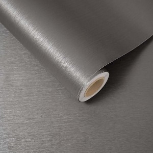 Grey Metallic Brushed Peel and Stick Wallpaper Roll Vinyl Self Adhesive Textured Contact Paper (Cover 36 sq. ft.) - 1 of 4