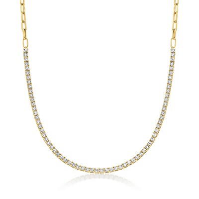 Ross-Simons 2.00 ct. t.w. Diamond Tennis Paper Clip Link Necklace in 18kt Gold Over Sterling