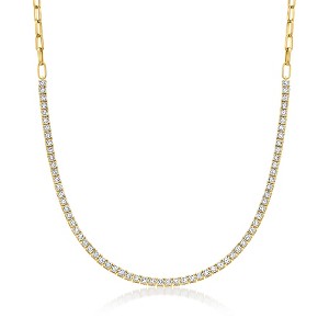 Ross-Simons 2.00 ct. t.w. Diamond Tennis Paper Clip Link Necklace in 18kt Gold Over Sterling - 1 of 4