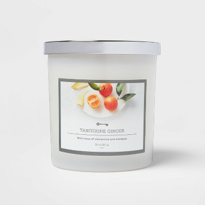 20oz Lidded Milky Glass Jar 3-Wick Tangerine Ginger Candle - Threshold™