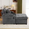 APRILSOUL Modern Oversized Chair with Ottoman, Chenille Fabric Sofa Bed, Accent Chair with Cupholders and USB Charging - 2 of 4