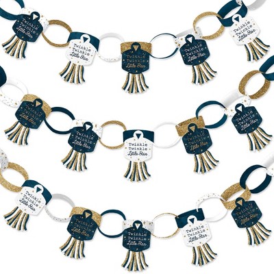 Big Dot of Happiness Twinkle Twinkle Little Star - 90 Chain Links & 30 Paper Tassels Kit - Baby Shower Birthday Party Paper Chains Garland - 21 feet