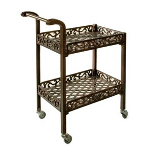 Oakland Living 2 Tier Metal Patio Service Cart: Rust-Free, Weather-Resistant Aluminum with Casters - 1 of 4