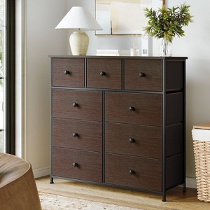 WOWLIVE 9 Dresser, Chest of Drawers with Wide 39'', Easy-Pull Fabric & Wood Dressers with Top - 1 of 4