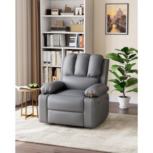 Oversized Recliner Chairs with Heat and Massage - Lazy Recliner Chair for Adults- Manual Single Sofa with Cup Holder for Living Rooms, Bedrooms - 1 of 4