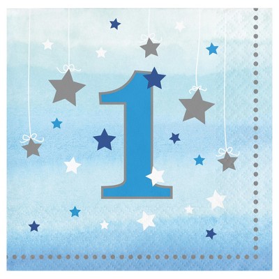 16ct One Little Star Boy 1st Birthday Cocktail Beverage Napkins