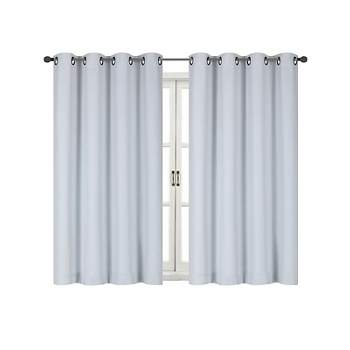 Kate Aurora 100% Hotel Thermal Blackout White Grommet Top Curtain Panels